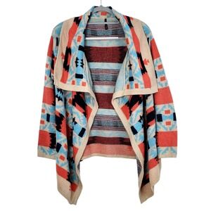 Styleholic Open Front Cardigan Womens Large Colorful Knit Boho Aztec Sweater‎